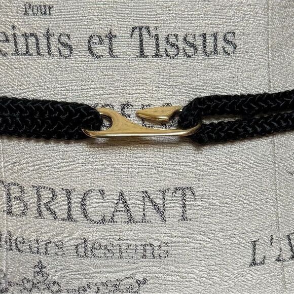 Vintage 80s Motion East Ornate Braided Macrame Belt Black Gold Sz M/L - Picture 6 of 16